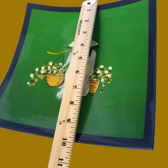 Vietnamese lacquerware tray set of 3 plate Set green black - Picture 6 of 10